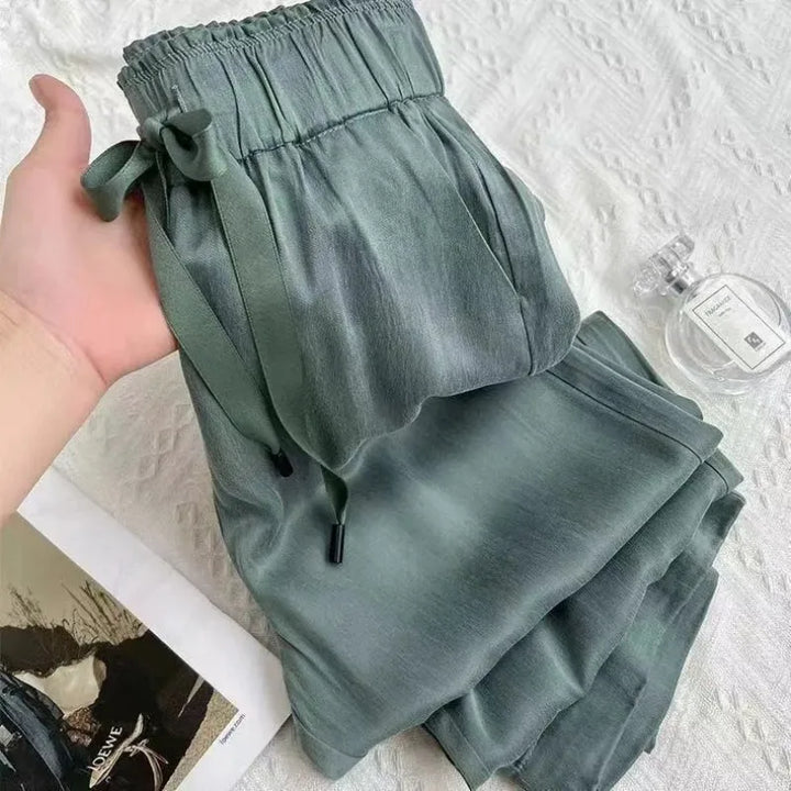 Luxe Breeze High Waisted Ice Silk Pants